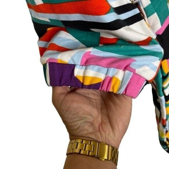 NEW York & Company Abstract French Terry Hoodie Sweatshirt Dress Women’s Medium - Picture 5 of 12